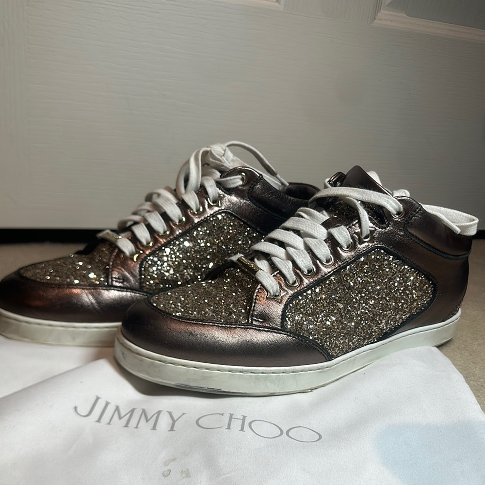 Jimmy Choo Glitter High-Top Sneakers